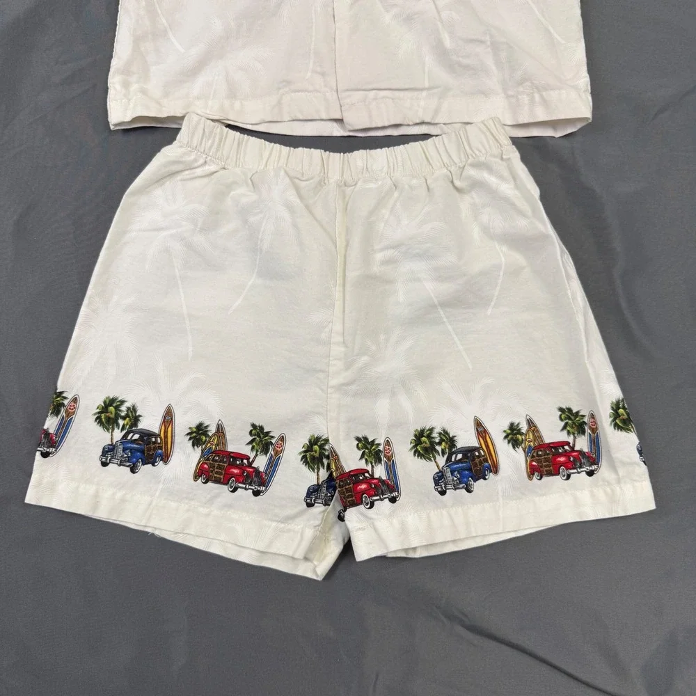 Pacific Legend Kids 6T Hawaiian Shirt Shorts Set Woody Surfboard Made in Hawaii